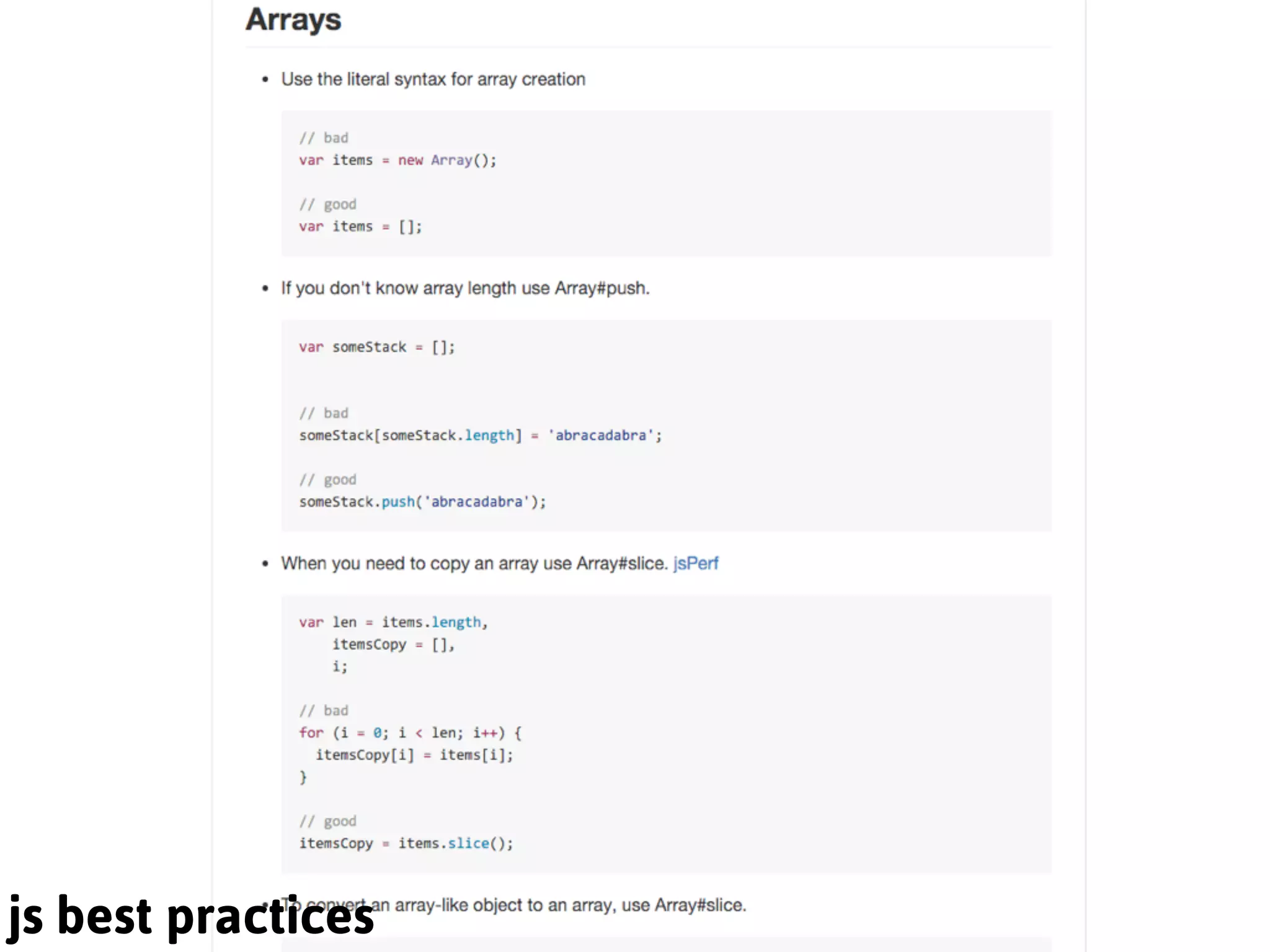 js best practices
 