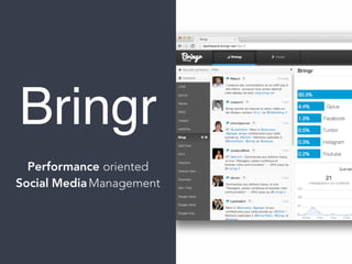 Bringr
Performance oriented
Social MediaManagement
 