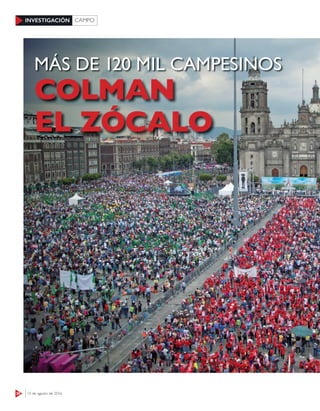 36 15 de agosto de 2016
INVESTIGACIÓN CAMPO
COLMAN
EL ZÓCALO
MÁS DE 120 MIL CAMPESINOS
 