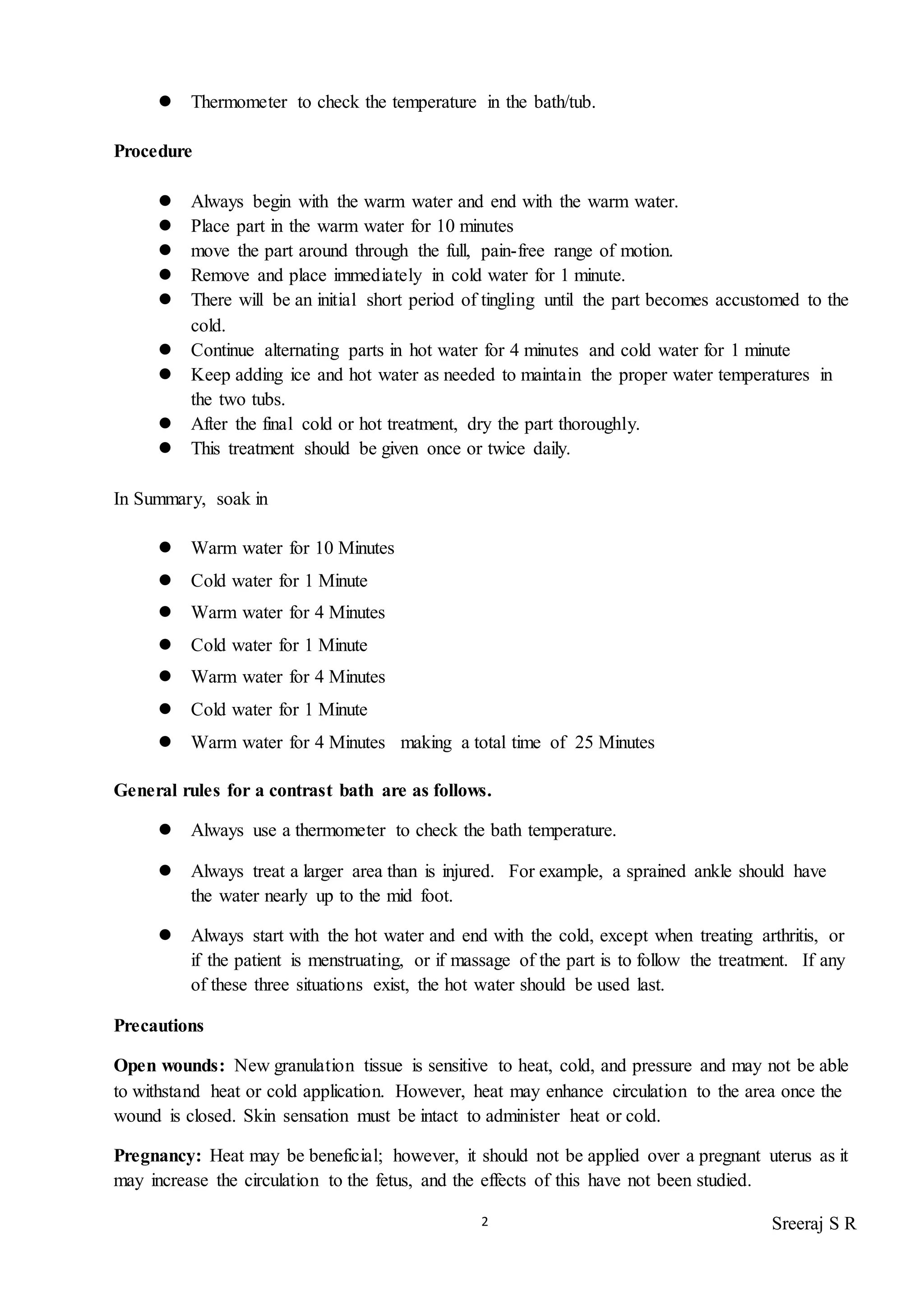 Contrast bath Lecture Notes | DOC