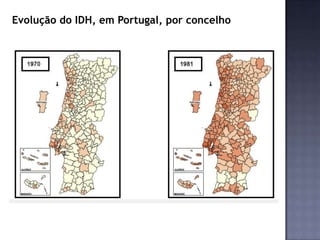 Evolução do IDH, em Portugal, por concelho
 