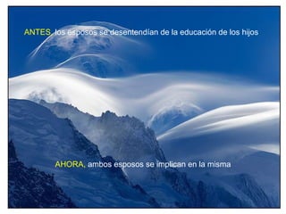 ANTES, los esposos se desentendían de la educación de los hijos




        AHORA, ambos esposos se implican en la misma
 