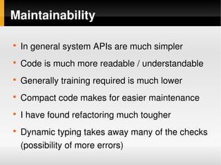Contrasting Java And Dynamic Languages