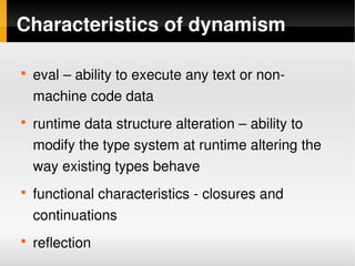 Contrasting Java And Dynamic Languages