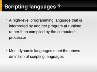 Contrasting Java And Dynamic Languages