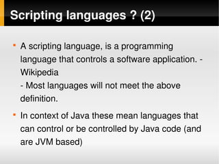Contrasting Java And Dynamic Languages
