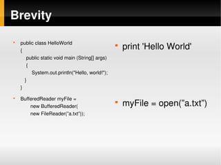Contrasting Java And Dynamic Languages