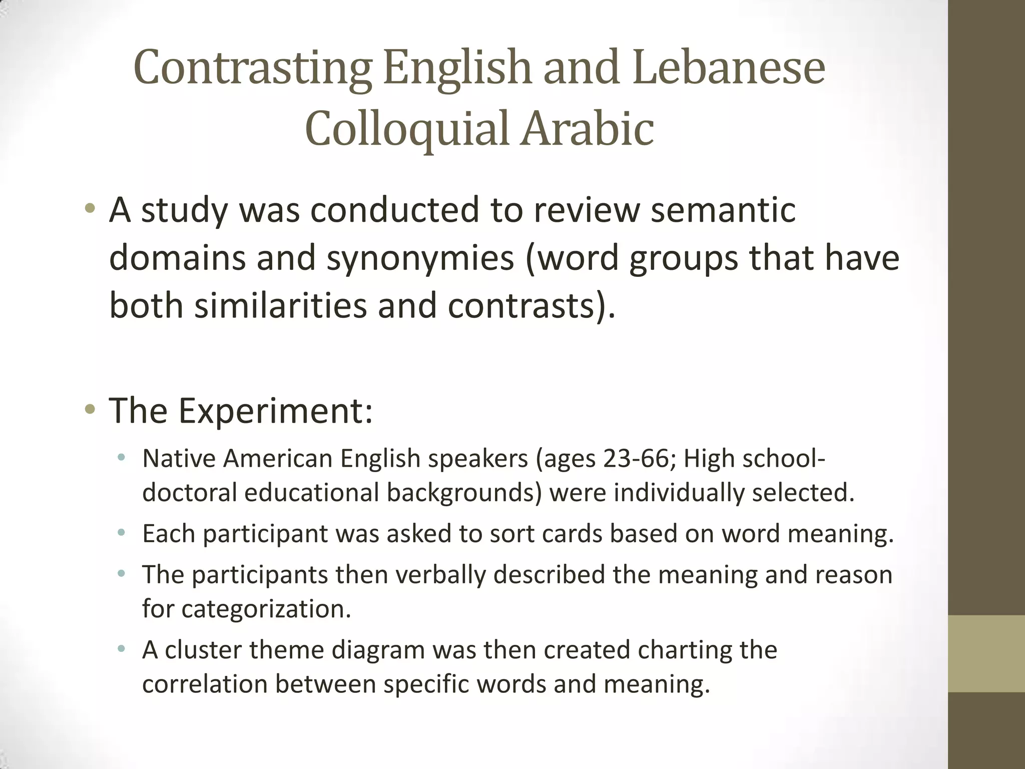 Contrasting Semantic Structures in English and Arabic | PPTX