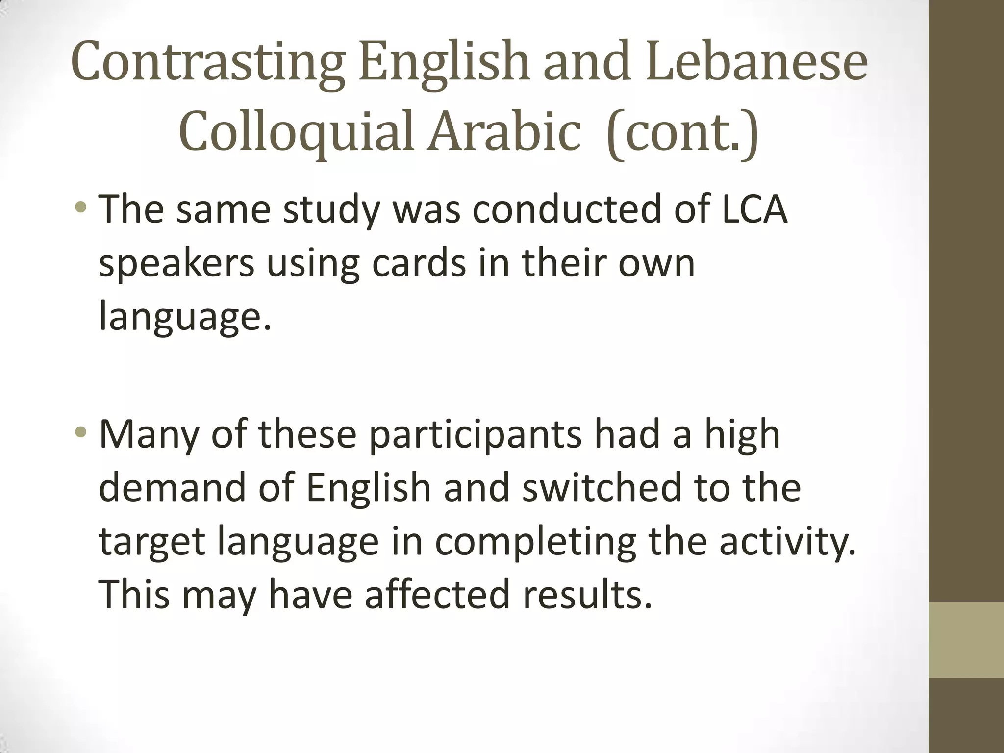 Contrasting Semantic Structures in English and Arabic | PPTX