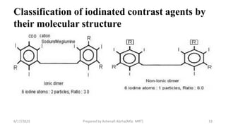 Classification of iodinated contrast agents by
their molecular structure
6/17/2023 Prepared by Ashenafi Abrha(MSc MRT) 33
 