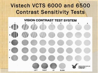 Vistech VCTS 6000 and 6500 
Contrast Sensitivity Tests 
 