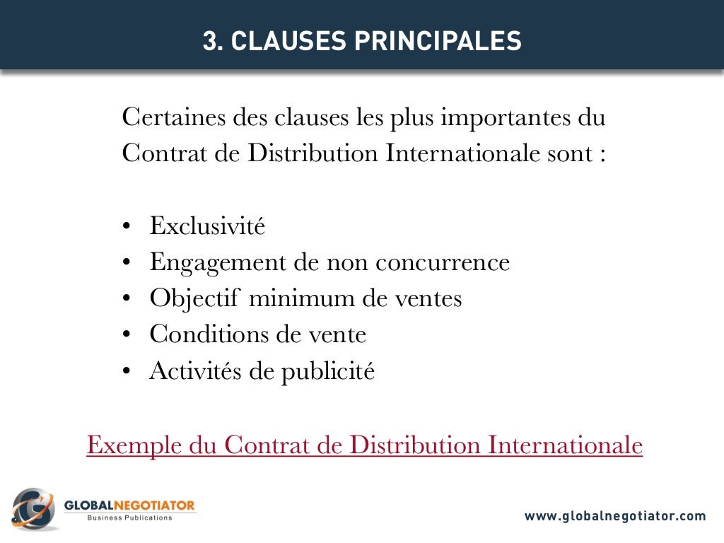 CONTRAT DE DISTRIBUTION INTERNATIONALE Modèle de Contrat et Exemple