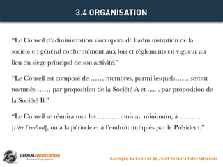 CONTRAT DE JOINT VENTURE INTERNACIONALE  Modèle de Contrat et Exemple