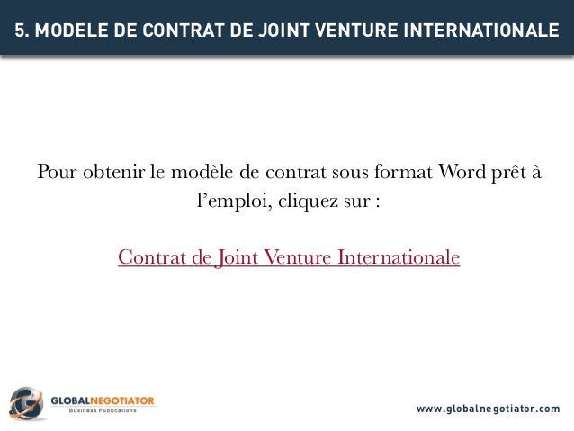 CONTRAT DE JOINT VENTURE INTERNACIONALE  Modèle de Contrat et Exemple