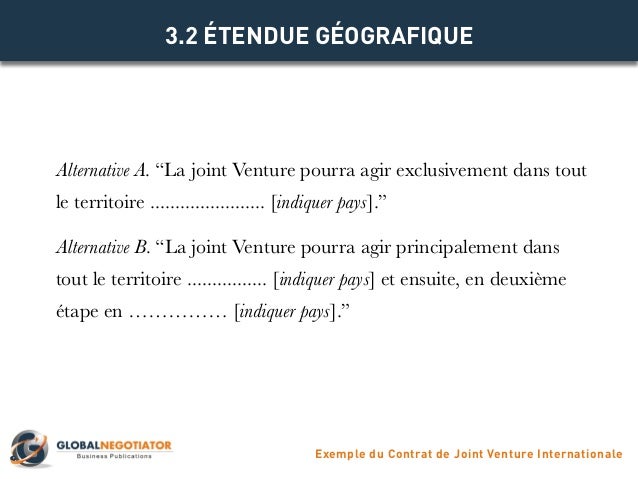CONTRAT DE JOINT VENTURE INTERNACIONALE  Modèle de Contrat et Exemple