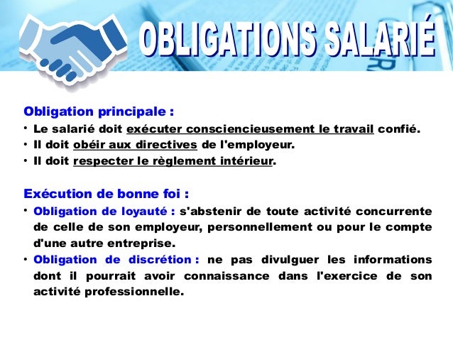 Contrat de travail obligation du salarié