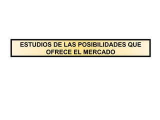 ESTUDIOS DE LAS POSIBILIDADES QUE OFRECE EL MERCADO 