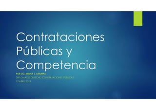 Contrataciones
Públicas y
CompetenciaPOR LIC. MIRNA J. AMIAMA
DIPLOMADO DERECHO CONTRATACIONES PÚBLICAS
12 ABRIL 2018
 
