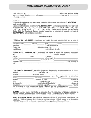 Machote Contrato De Compra Venta Contrato De Compraventa En General