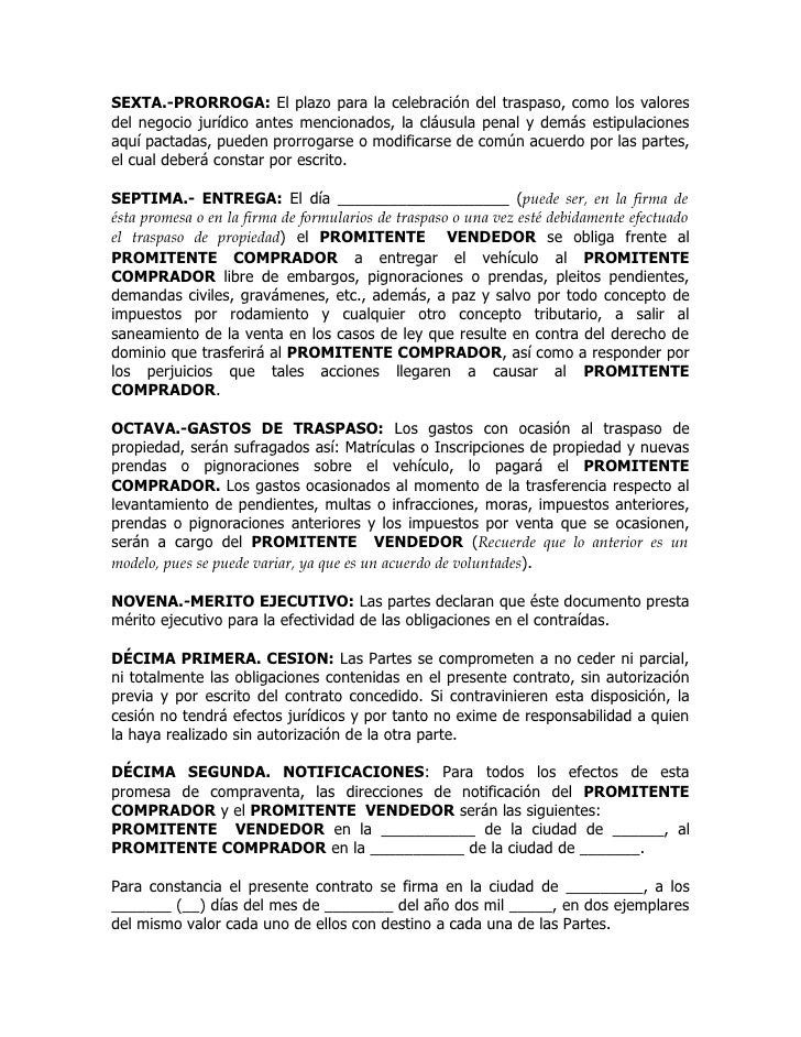 Contrato de compraventa de vehículo usado pdf