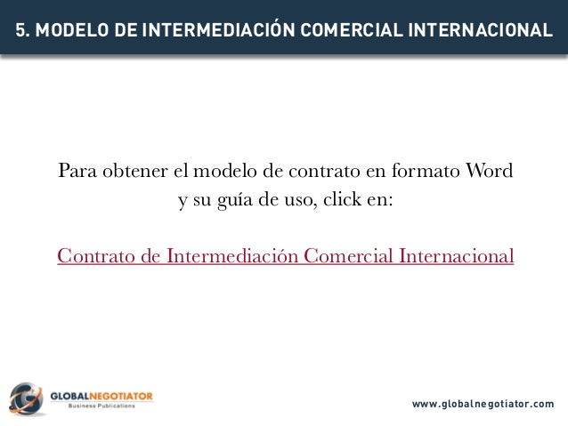 CONTRATO DE INTERMEDIACIÓN COMERCIAL INTERNACIONAL - Modelo de Contra…