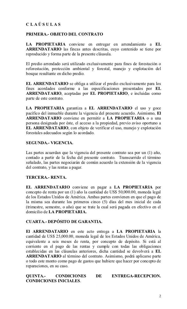 Contrato de alquiler de terrenos cano