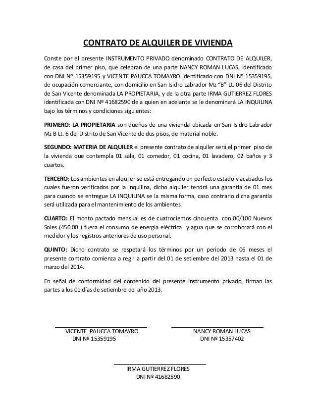 Contrato De Renta Gratis
