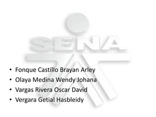 •   Fonque Castillo Brayan Arley
•   Olaya Medina Wendy Johana
•   Vargas Rivera Oscar David
•   Vergara Getial Hasbleidy
 