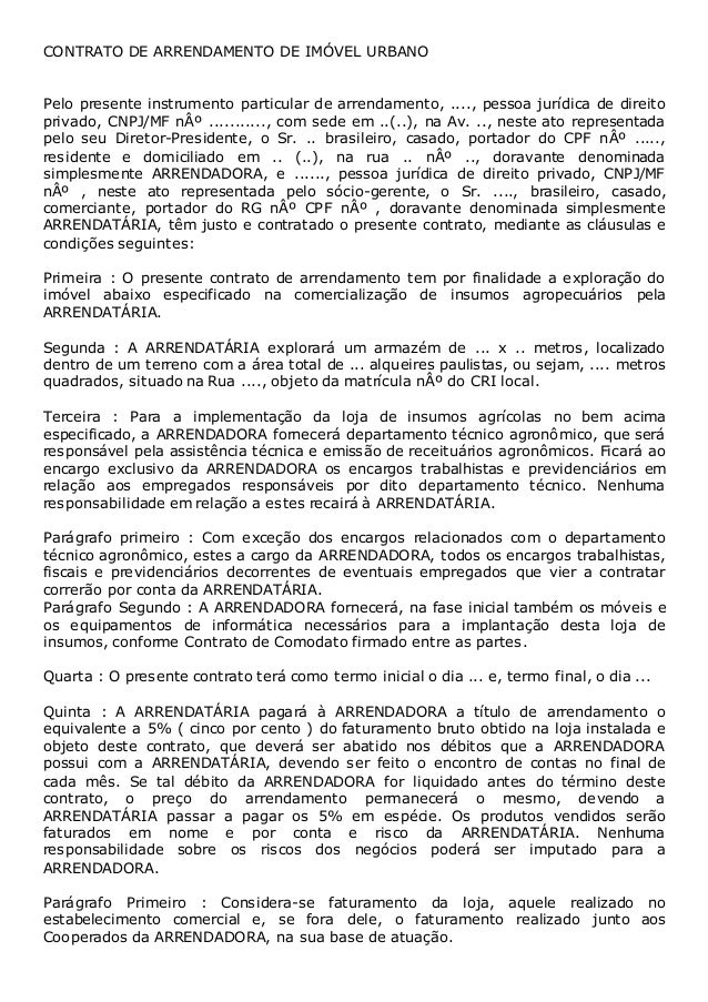 Contrato de arrendamento de imóvel urbano
