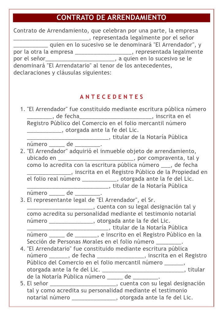Contrato de arrendamiento