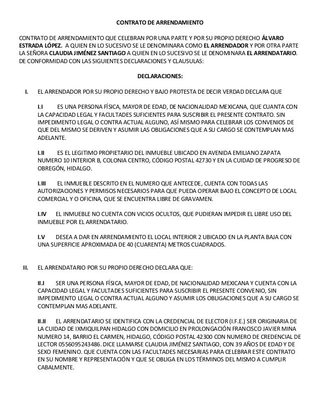 Contrato De Arrendamiento