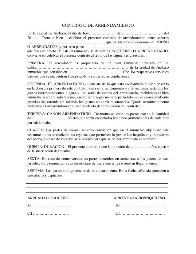 Contrato De Renta Gratis