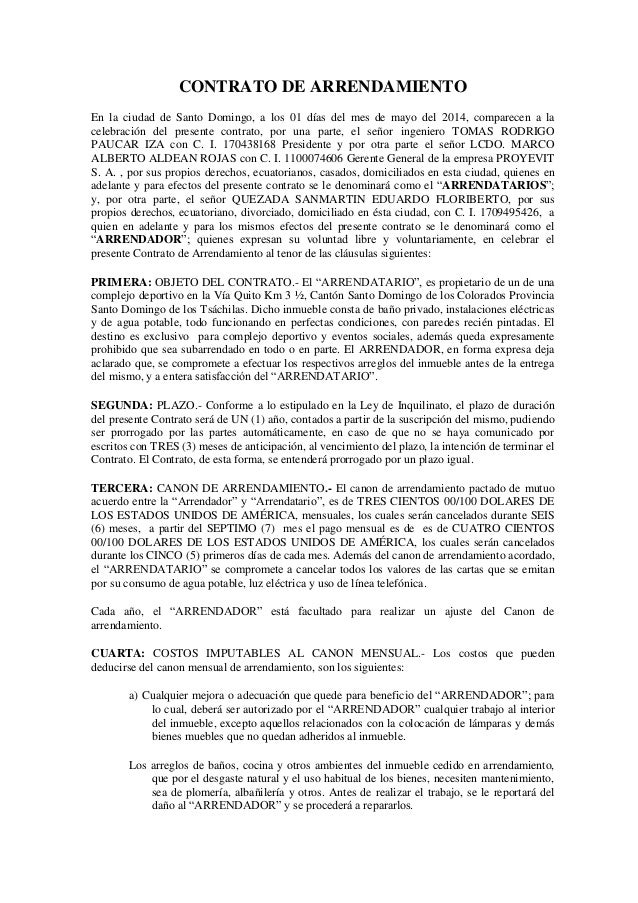 Contrato de arrendamiento