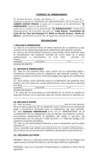 Introducir 69+ imagen modelo de contrato de arrendamiento en mexico