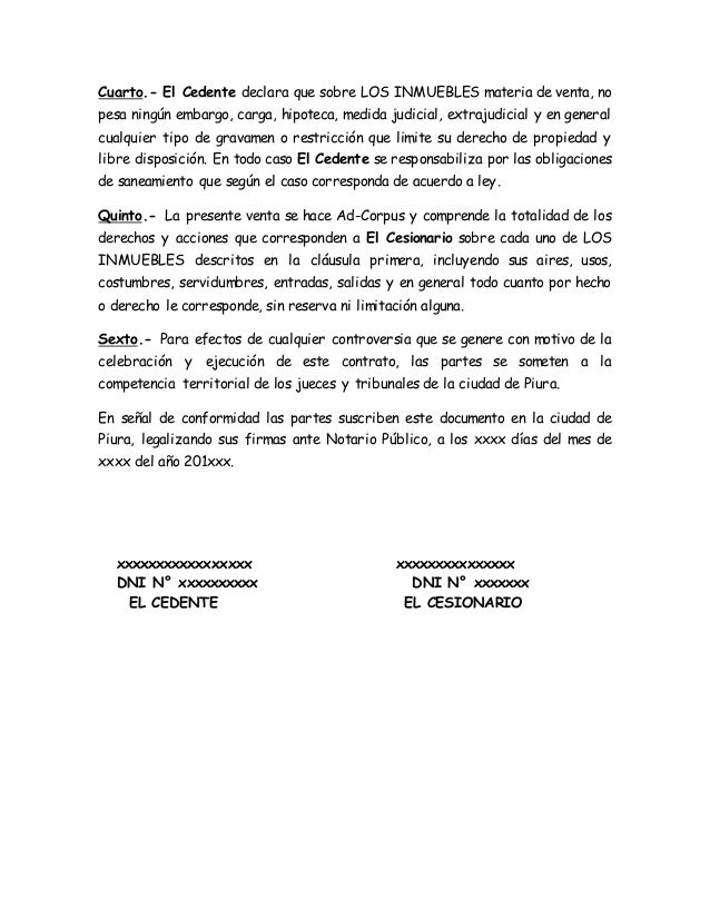 Contrato de cesión de derechos Contrato de cesión de derechos