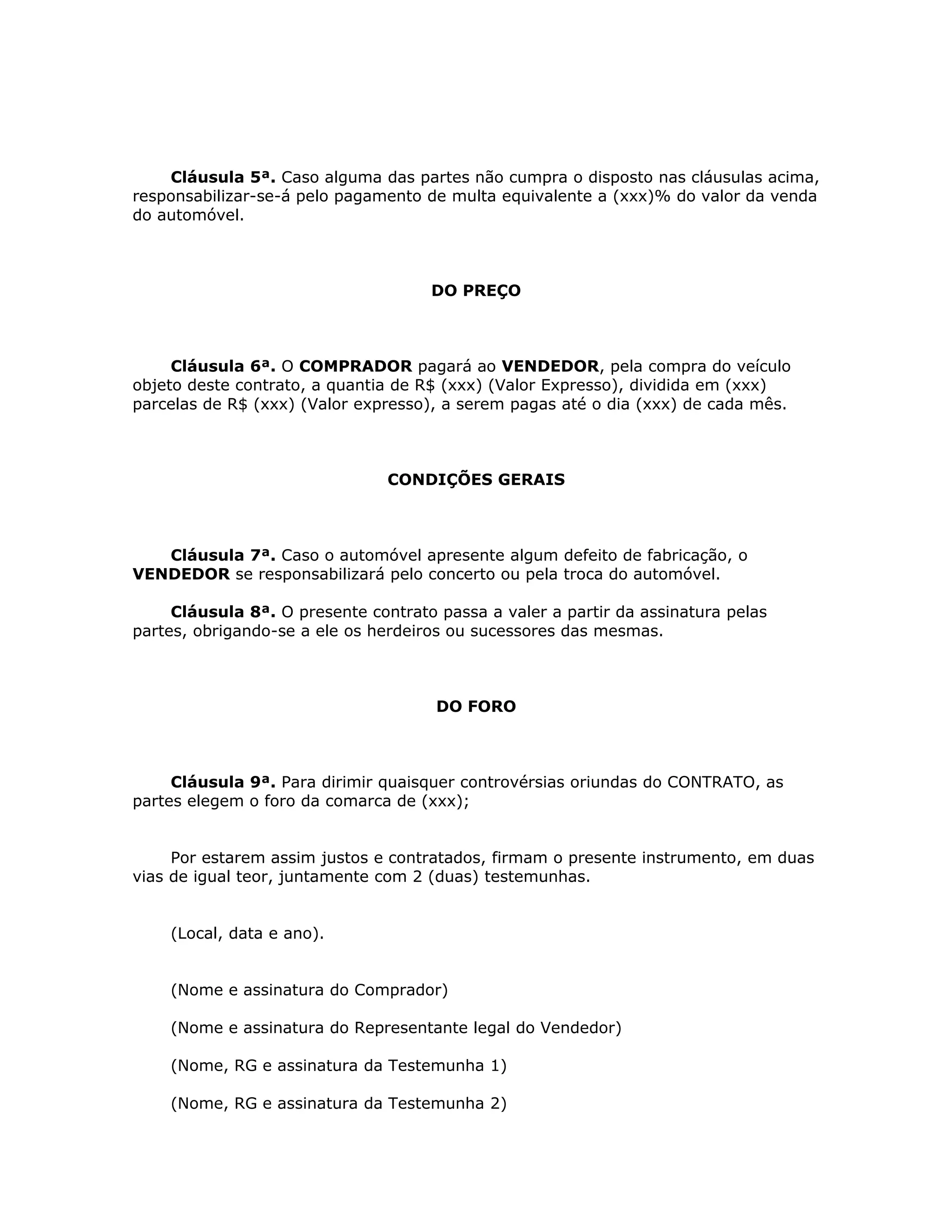 Contrato De Compra E Venda De AutomóVel A Prazo | PDF