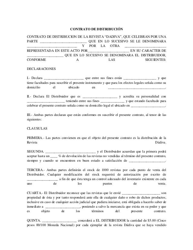 Contrato de distribucion de revista