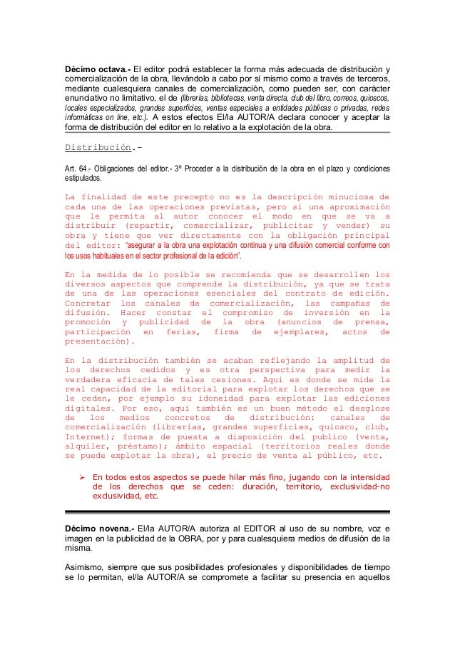 Contrato De Edicion De Obra Literaria Ejemplo Ejemplo