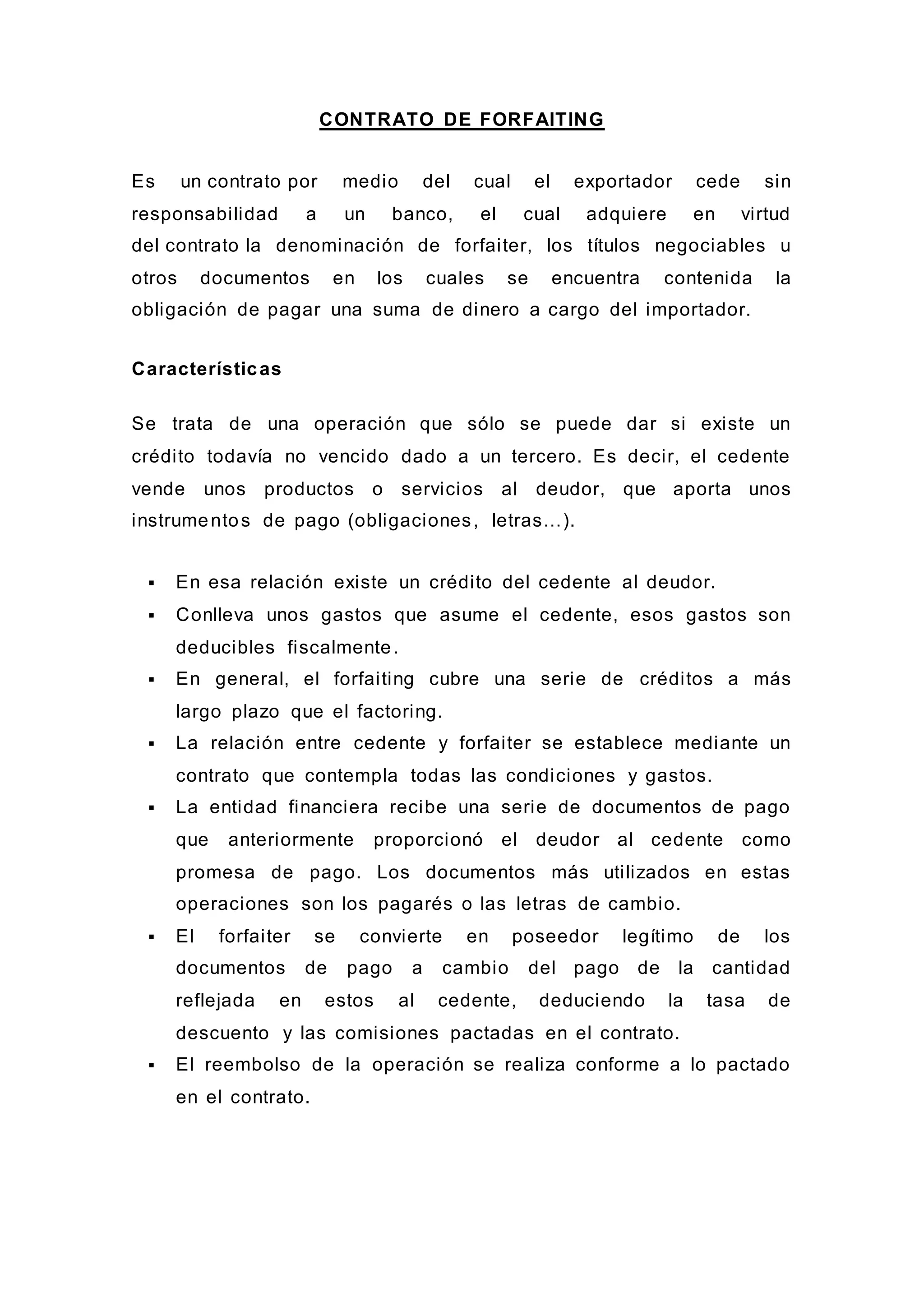 Contrato de forfaiting | DOCX