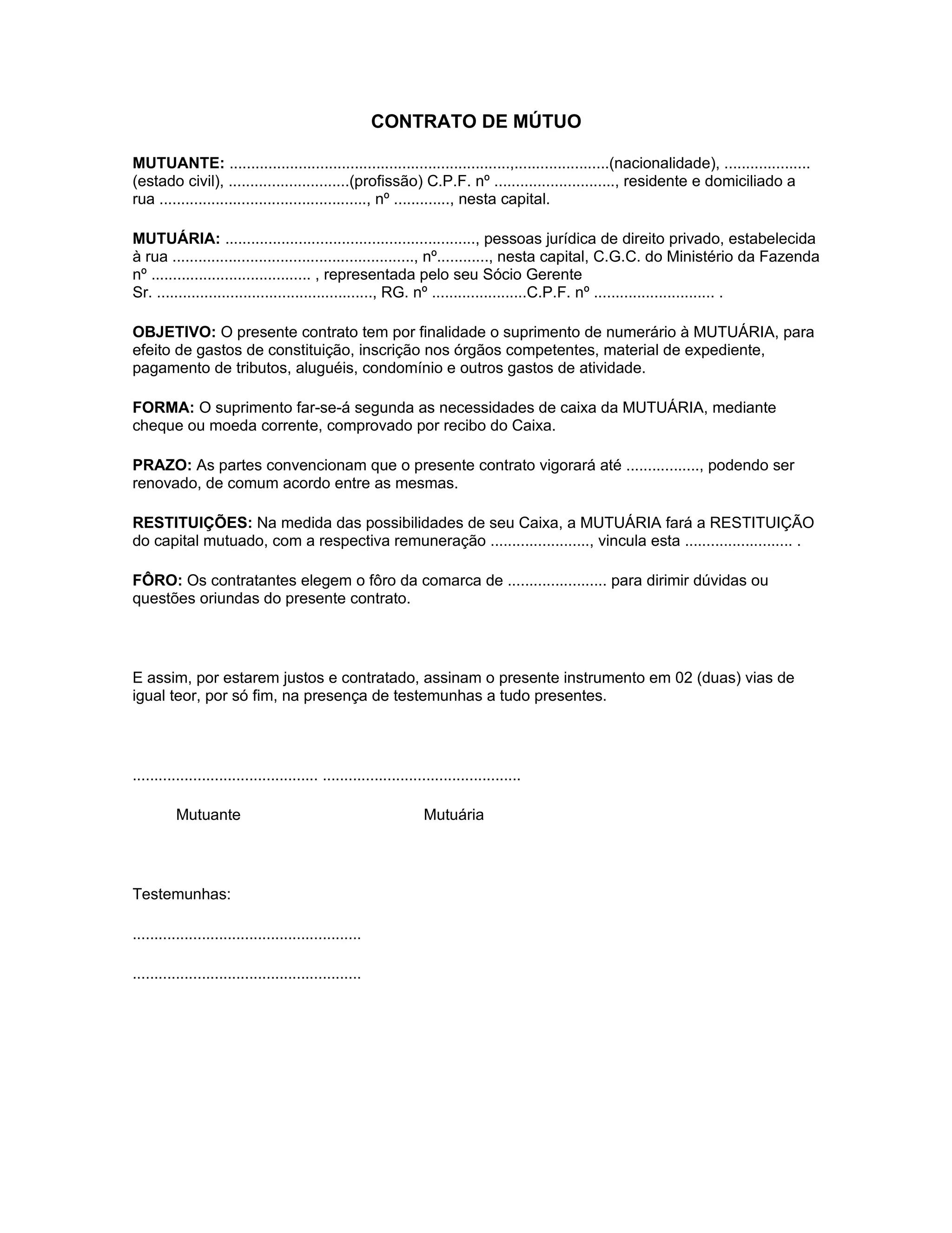 Contrato de mútuo | PDF