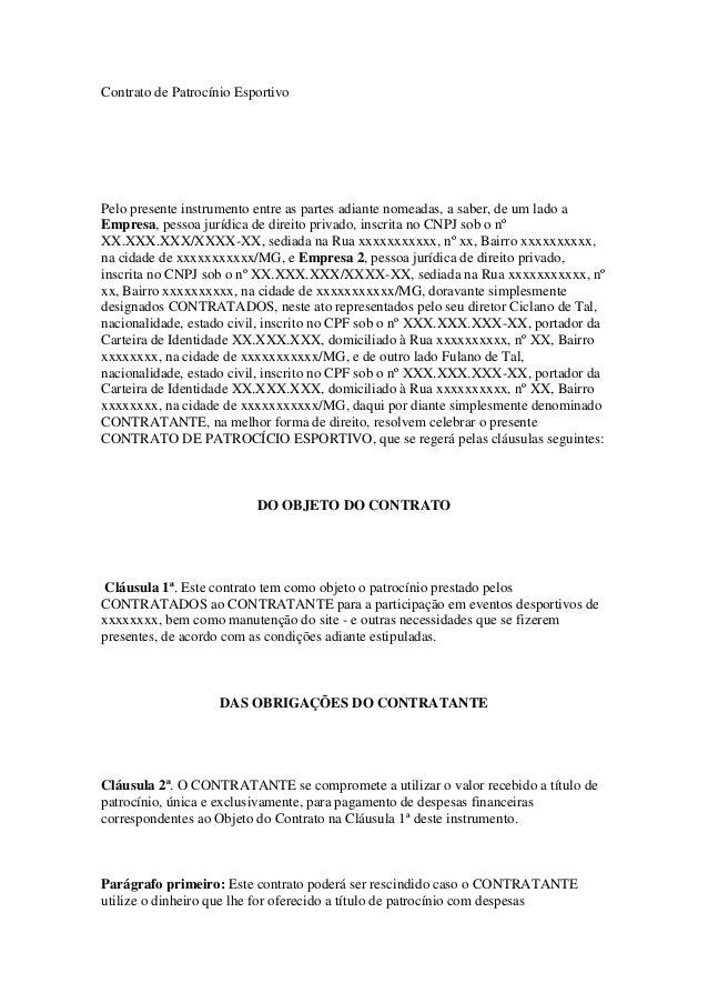 Contrato de patrocínio esportivo Contrato de patrocínio esportivo