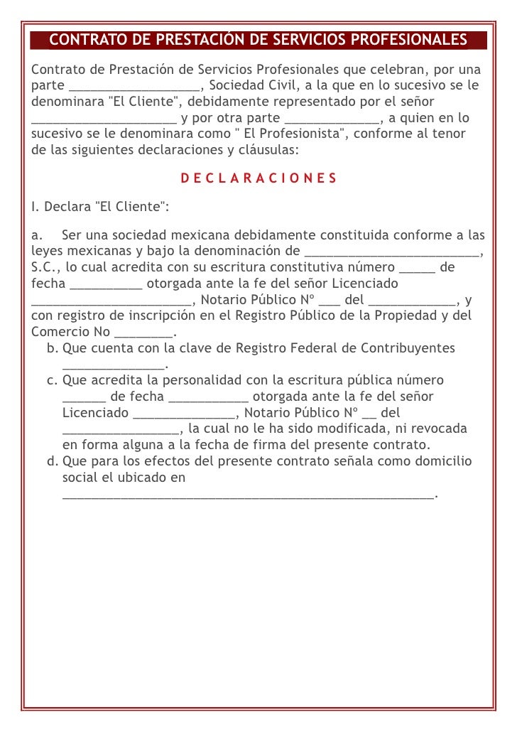 Contrato de prestación de servicios profesionales