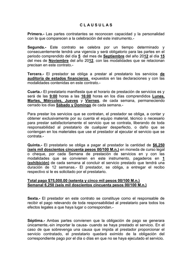 Contrato de prestacion de servicios PDF