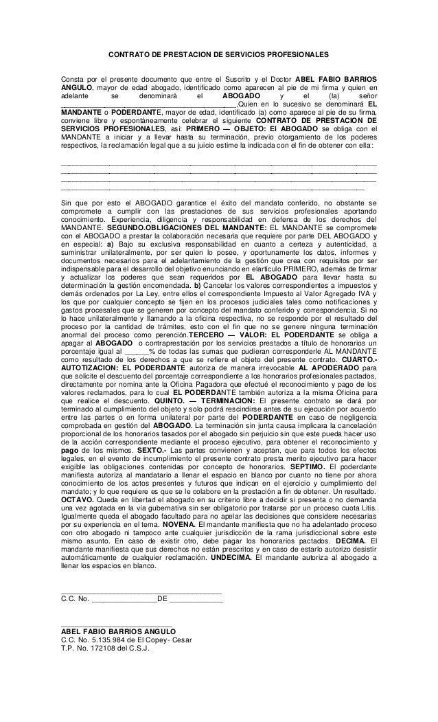 Contrato de prestacion profesional