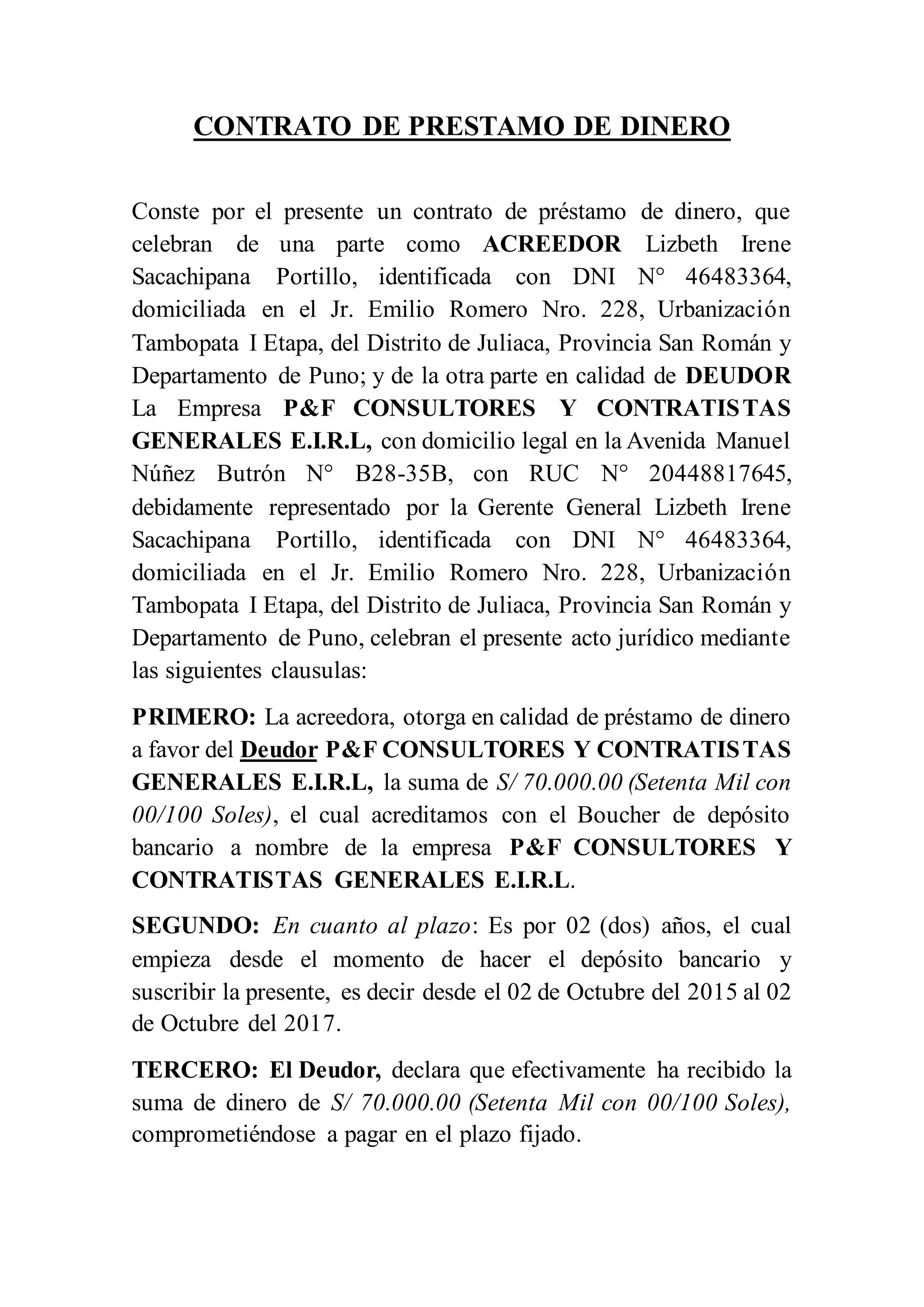 Modelo De Contrato De Prestamo De Dinero En Word Actualizado Agosto