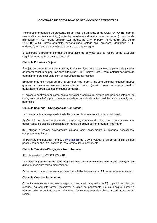 Modelo Contrato De Empreitada Vrogue