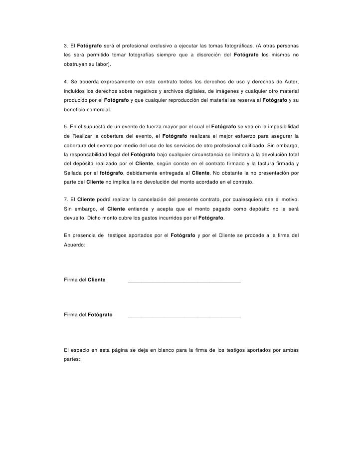 Contrato De Servico De Fotografia