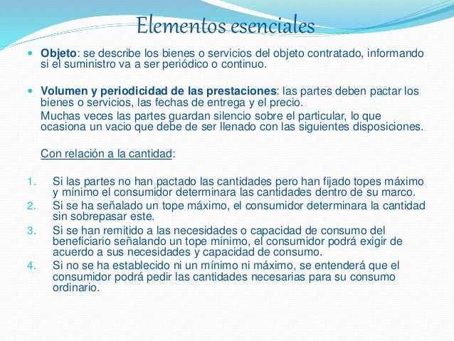 Elementos del contrato de suministro Elementos del contrato de suministro