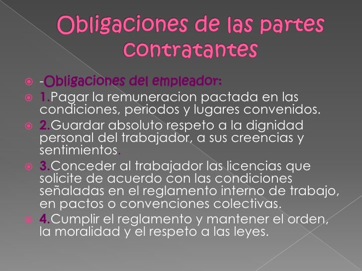 Image result for OBLIGACIONES DE LAS PARTES CONTRATANTES