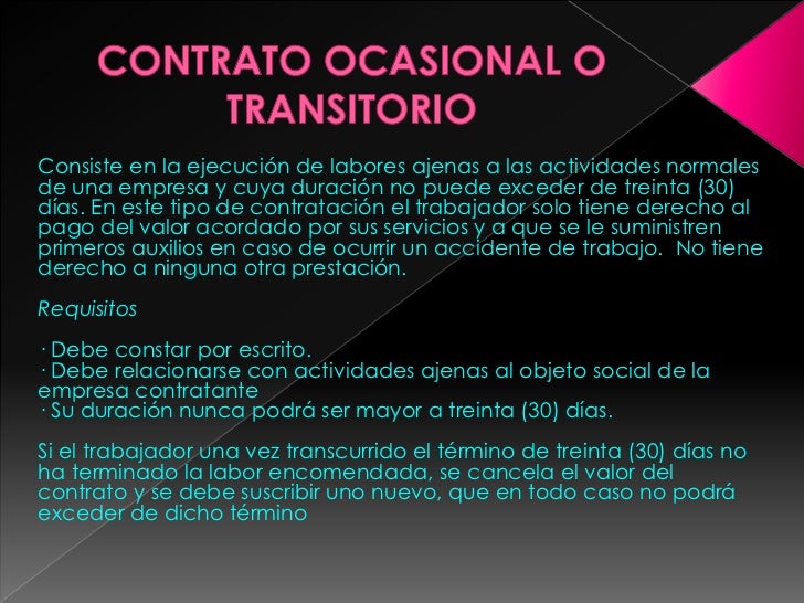 Image result for CONTRATO OCASIONAL O TRANSITORIO